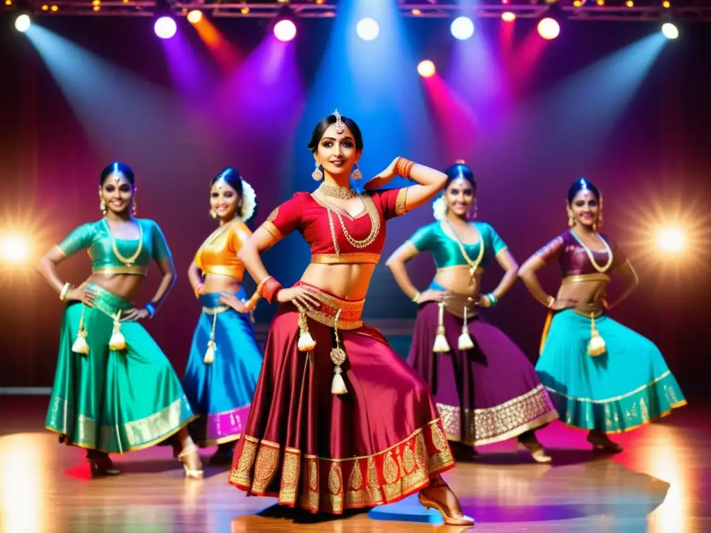 Un emocionante espectáculo de danza moderna India con vibrantes colores y técnicas coreográficas impresionantes