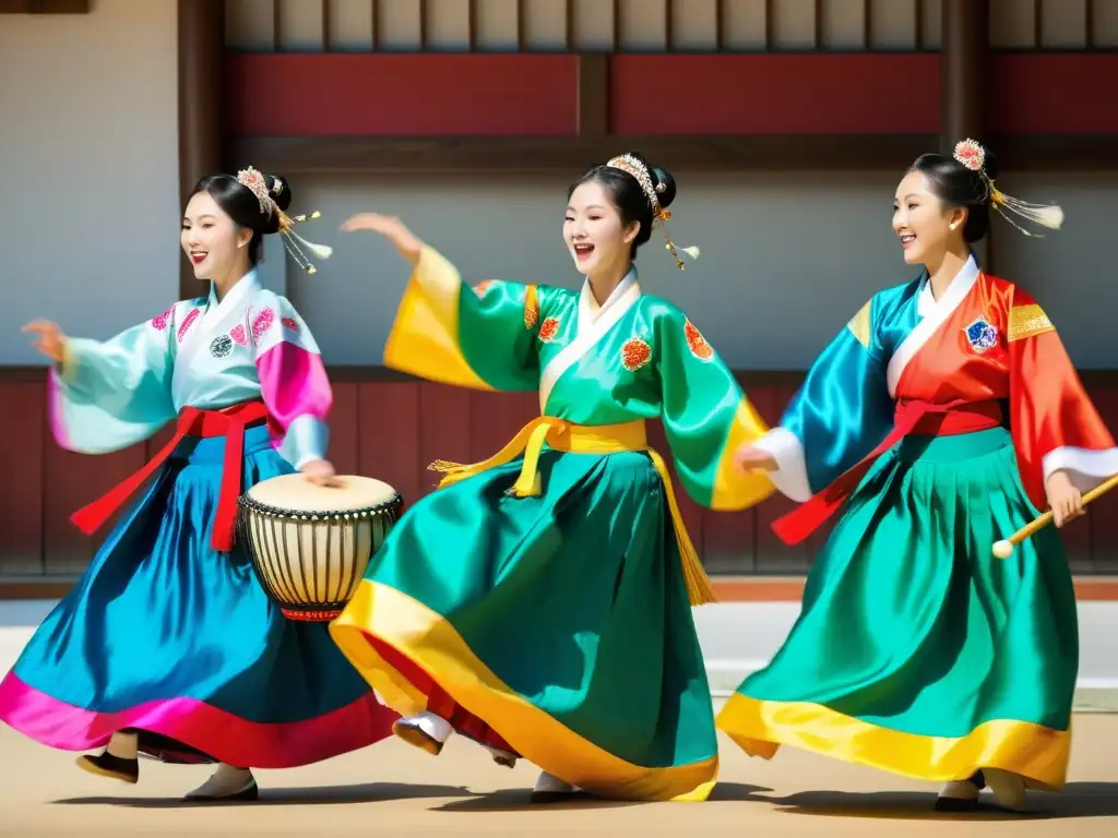 Janggu dance: Colorido y energético baile tradicional coreano Un emocionante espectáculo de danza del tambor Janggu, con trajes tradicionales y movimientos dinámicos, capturando la esencia de la cultura coreana