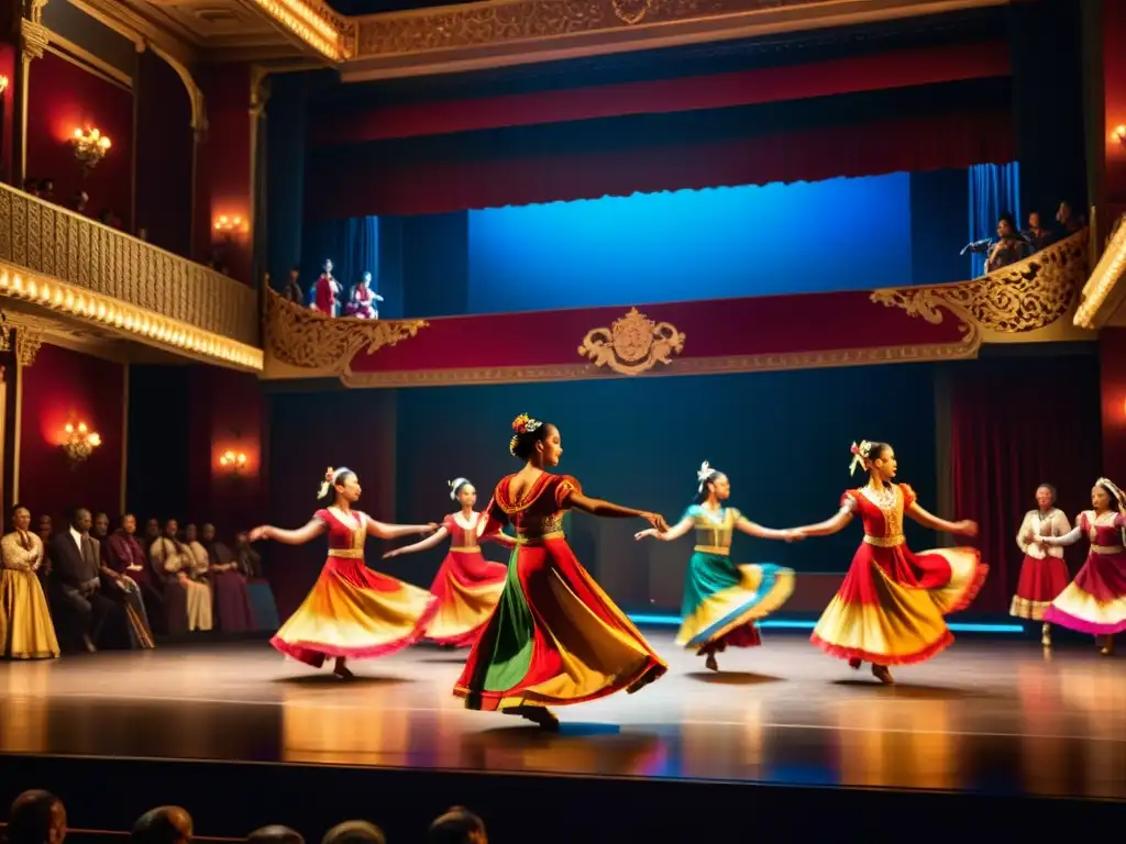 Emotiva actuación de danza tradicional en teatro ornamentado