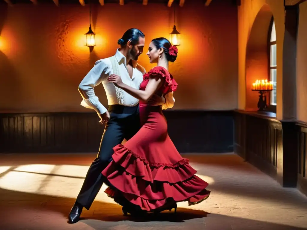 Emotivo encuentro de bailarines de flamenco, reflejando las similitudes y origen del Fandango en una taberna tradicional