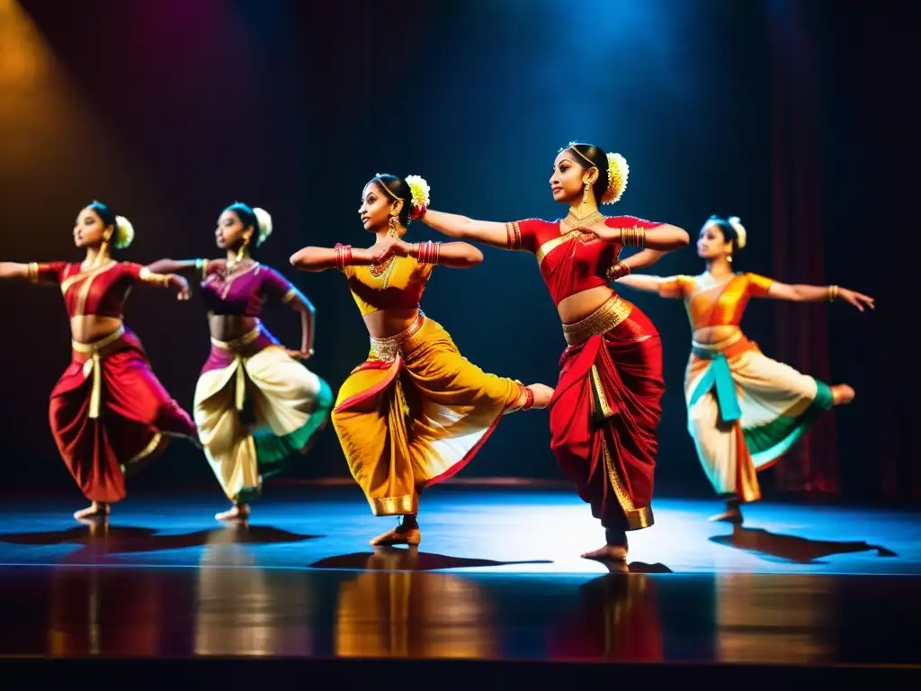 El escenario brilla con la historia evolutiva del Bharatanatyam indio, capturando su belleza y significado cultural