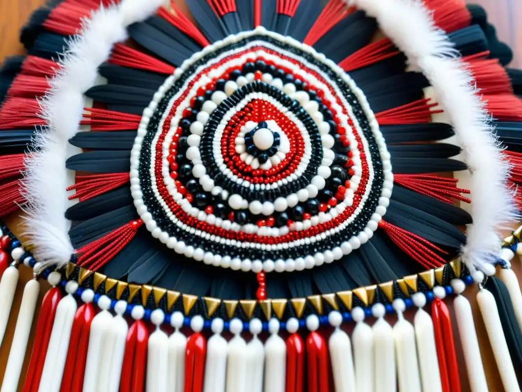 Espectacular headdress isicoco Zulú con simbolismo danzas guerreros Zulúes en rojo, negro y blanco