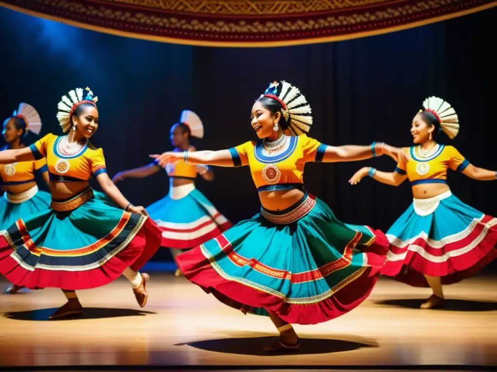 Un espectáculo de danza tradicional capturado en 8k, con vibrantes colores y patrones