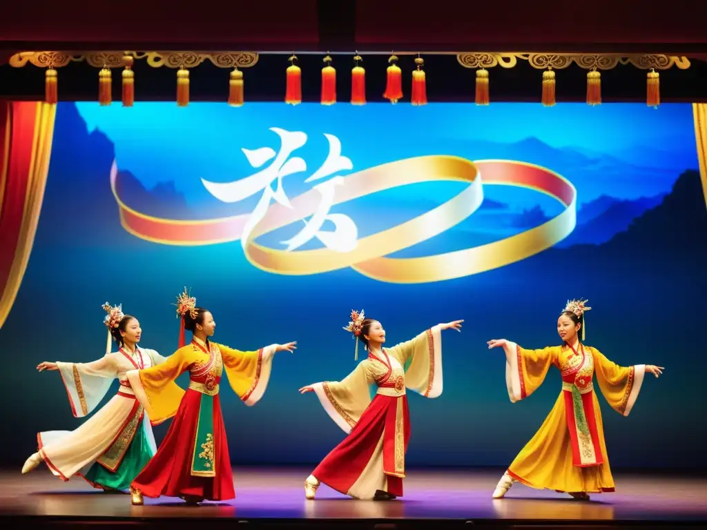 Espectáculo de danzas chinas tradicionales: elegancia oriental en un teatro grandioso