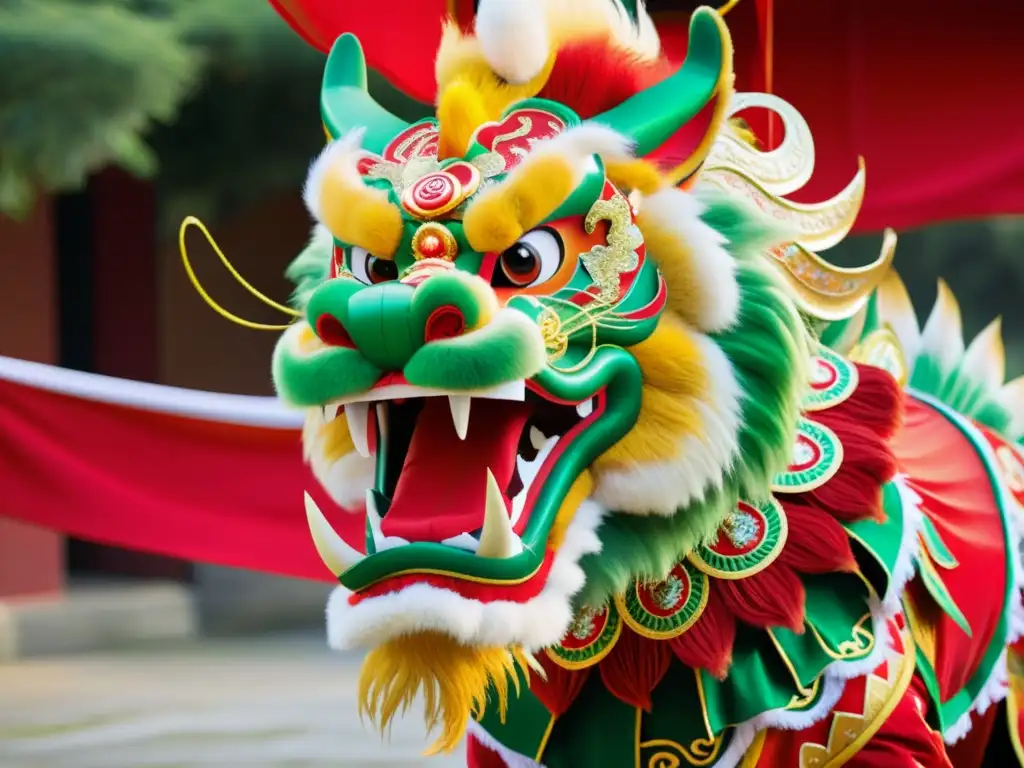 Un espectáculo impresionante de la danza del león y el dragón, con trajes deslumbrantes y un significado cultural arraigado