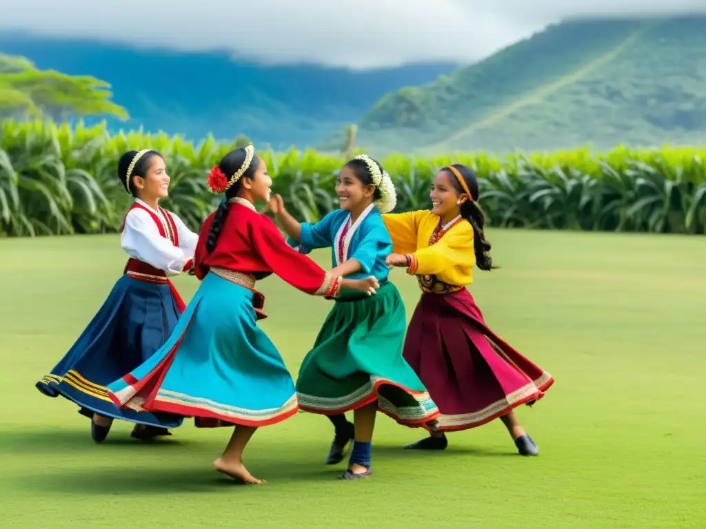 Estudiantes de Oceanía danzando en círculo en campo, una herramienta educativa danza escuelas Oceanía vibrante y alegre