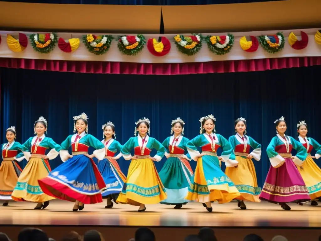 Estudiantes universitarios realizan danza folclórica, mostrando la incorporación de danzas tradicionales en universidades