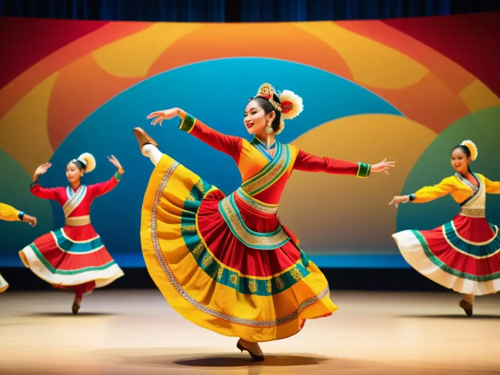 Evento global de danzas tradicionales: una celebración cultural vibrante y unificadora capturada en una imagen impresionante