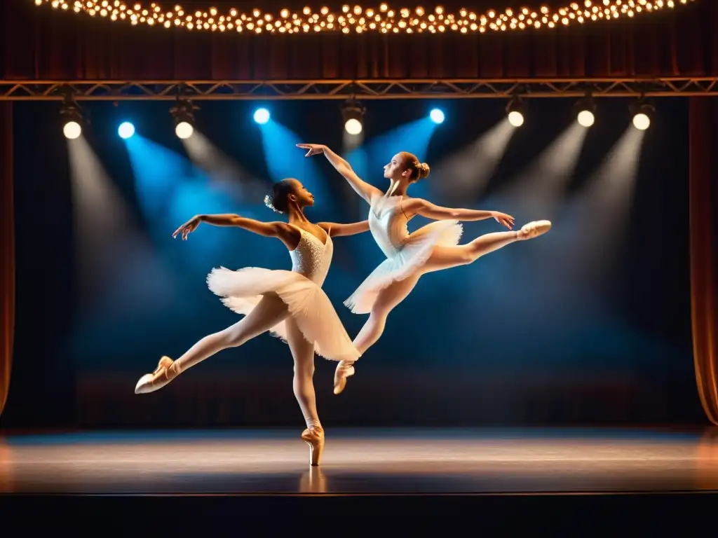 Experiencia en vivo: beneficios suscripción espectáculos danza directo con majestuosa actuación de ballet en escenario iluminado