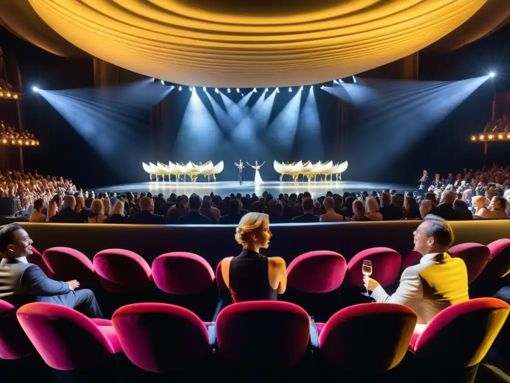 Experiencias VIP en el backstage de un festival de danza, con invitados exclusivos viendo una actuación contemporánea