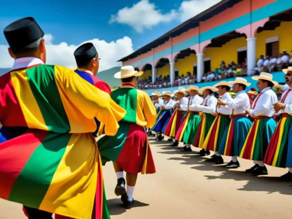 Un festival de joropo en Venezuela, con colores vibrantes y danzas al ritmo del cuatro