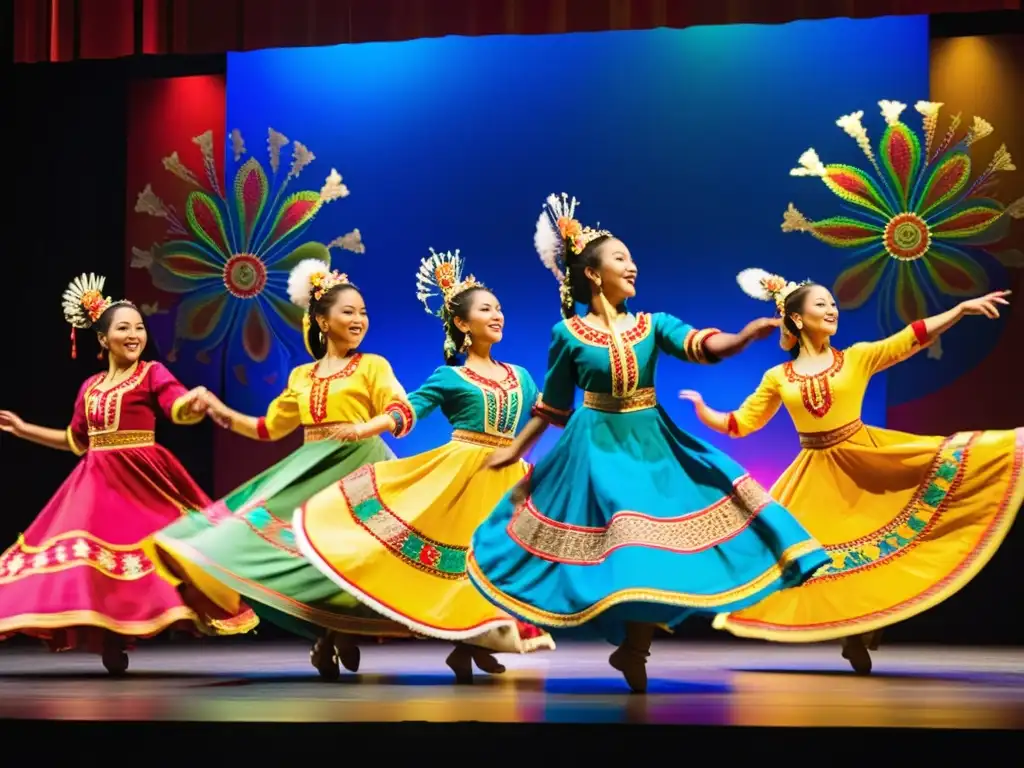 Festival Folklorama: danzas tradicionales del mundo en vibrante actuación en el escenario iluminado