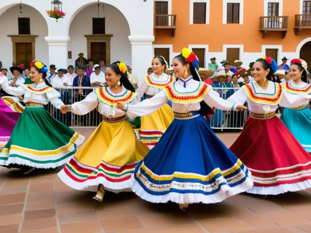 Folklor mexicano en el Festival Internacional de Folklore Zacatecas: danzantes coloridos en plaza colonial