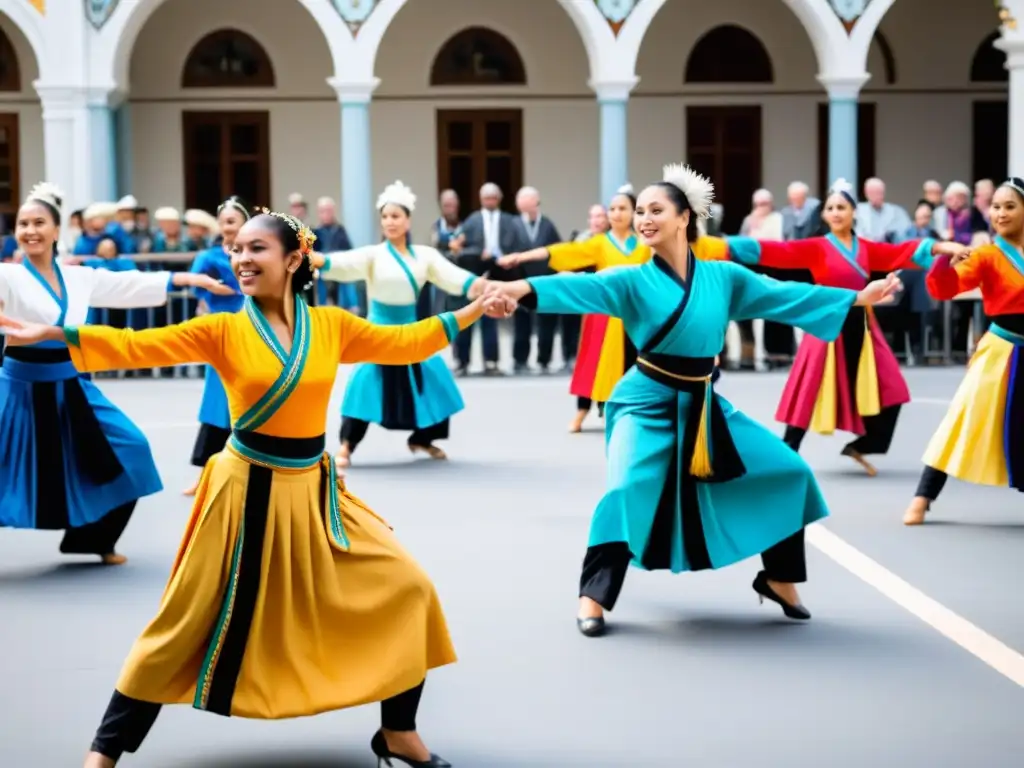 Una fusión vibrante de danza tradicional y flash mob en una plaza pública