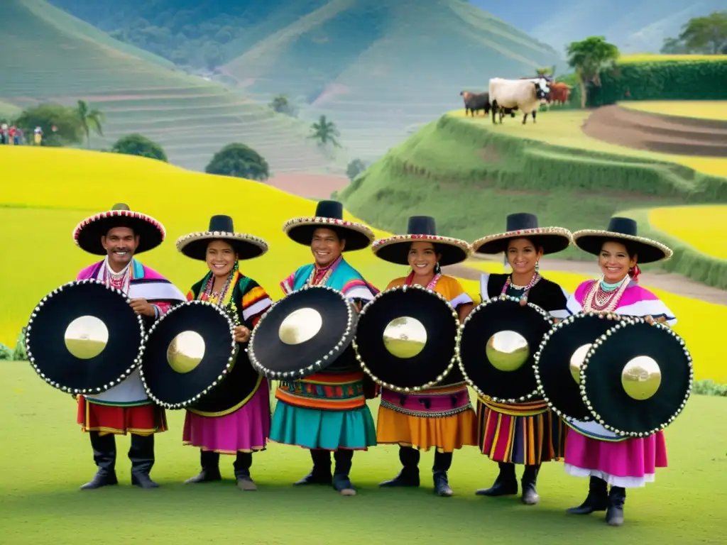 Grupo de agricultores guatemaltecos realiza la animada danza del Torito, con trajes coloridos y significado agrícola