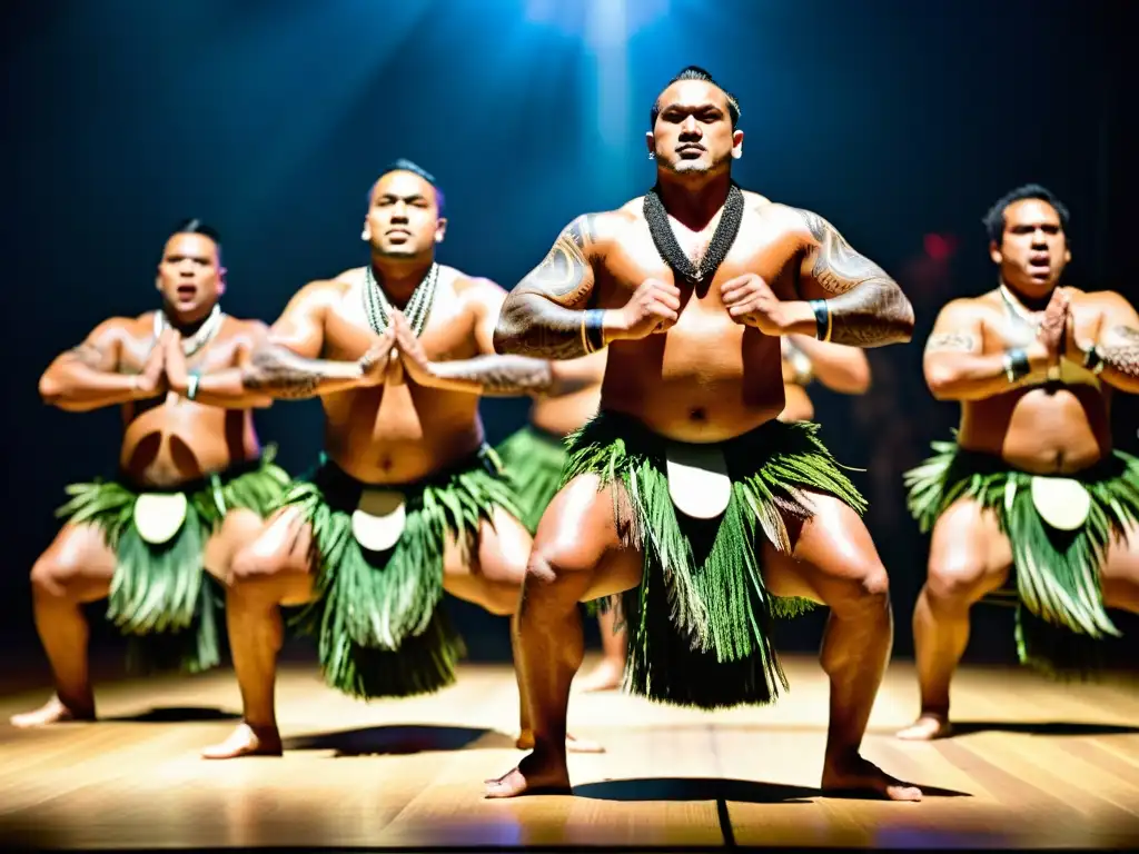 Un grupo de artistas Maoríes ejecuta un poderoso Haka en el Te Matatini, transmitiendo fuerza, orgullo y significado cultural