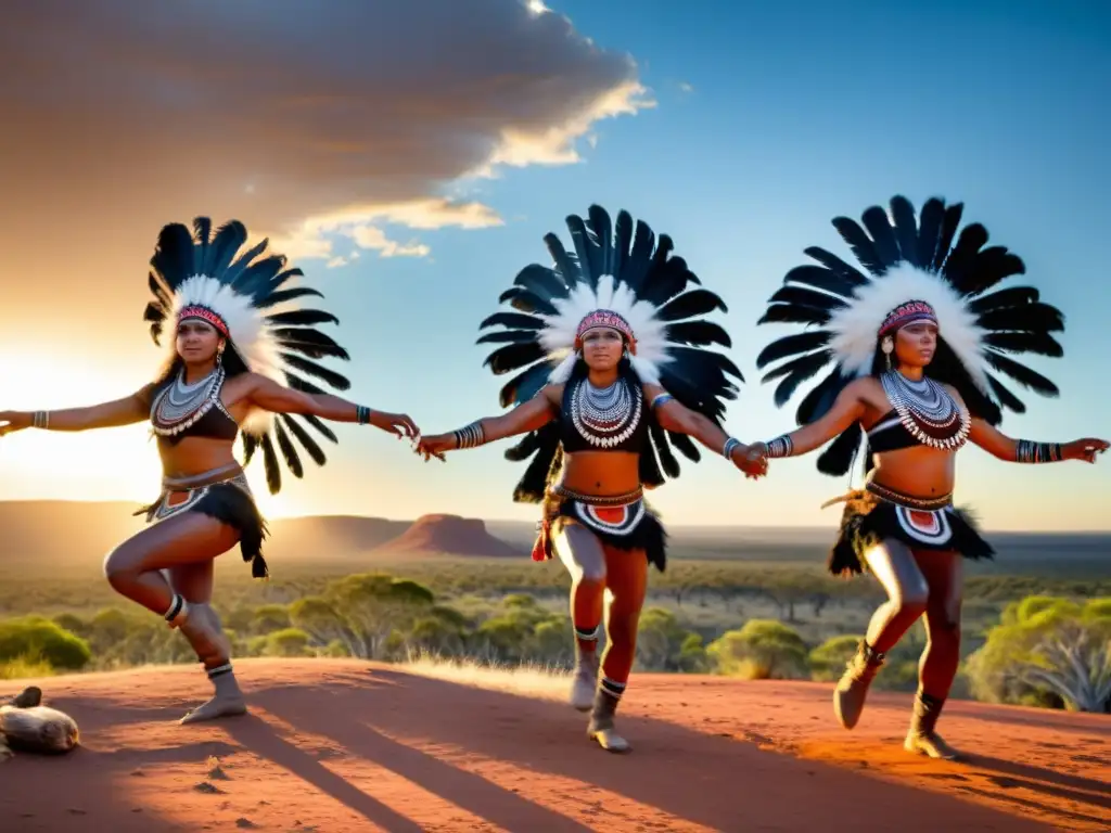 Grupo de bailarines aborígenes en danza tradicional, preservación danzas aborígenes australianas