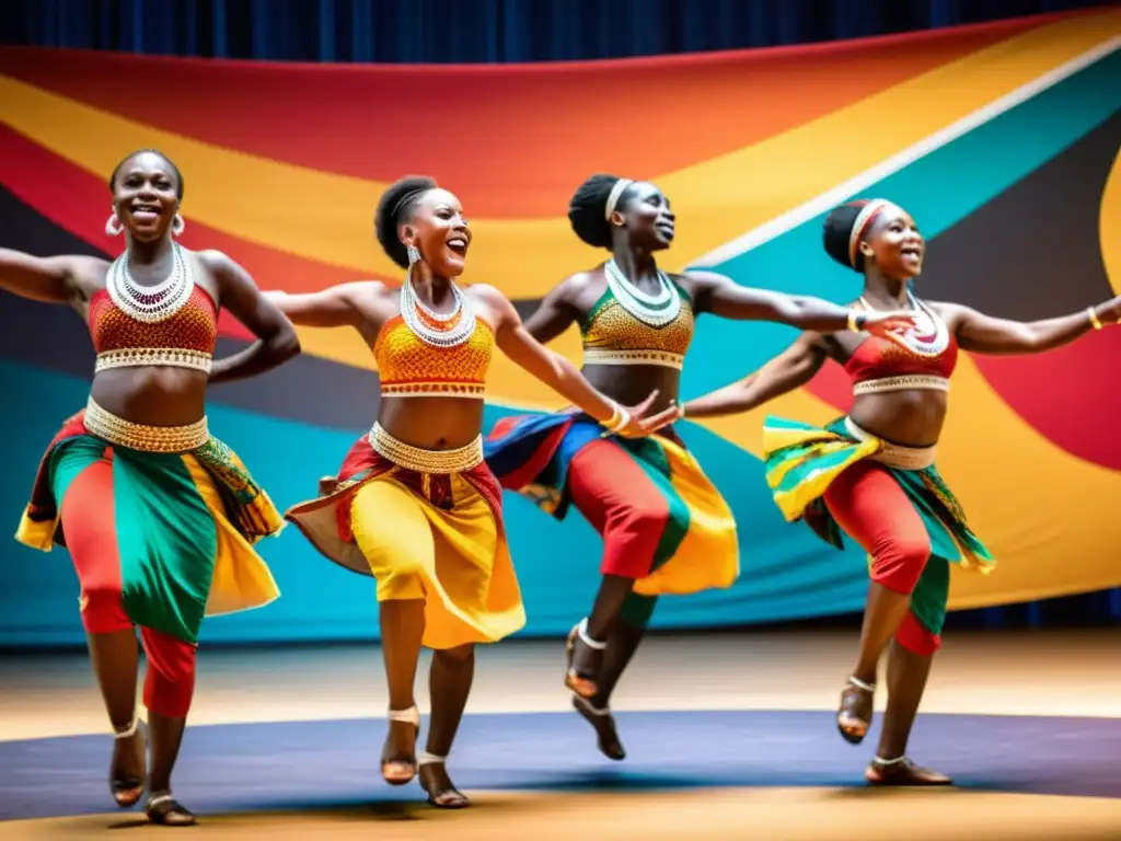 Un grupo de bailarines africanos ejecuta una danza tradicional llena de energía y color