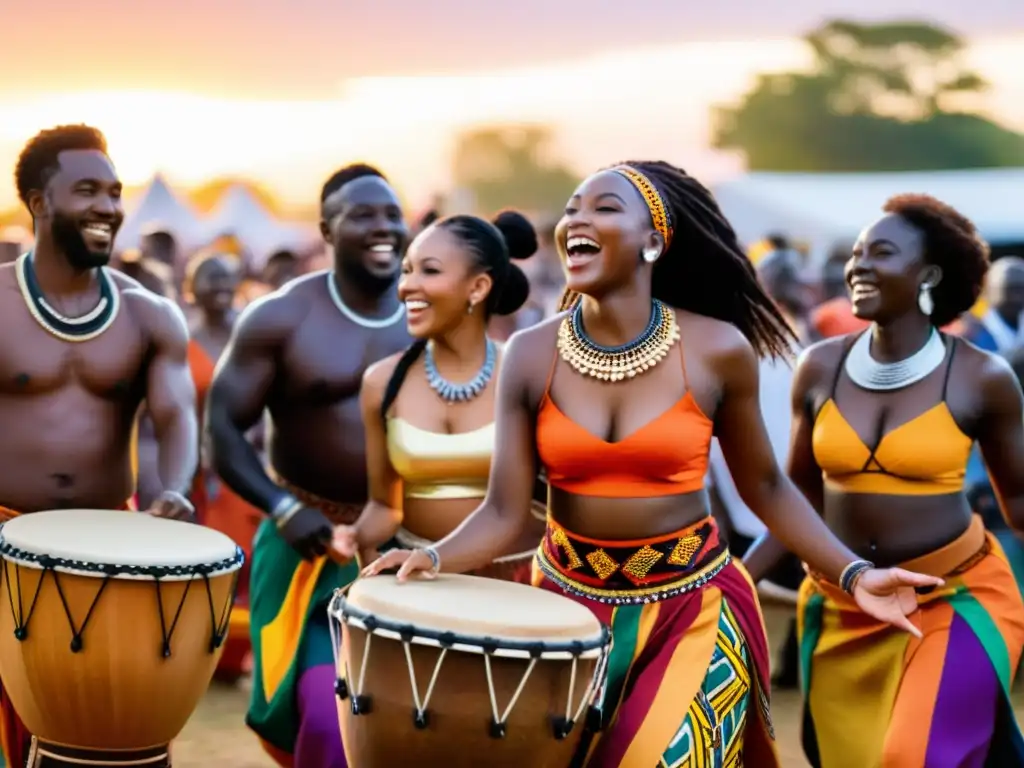 Grupo de bailarines africanos en festival, irradiando energía y celebración