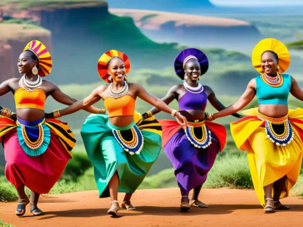 Grupo de bailarines africanos en vibrante actuación al aire libre