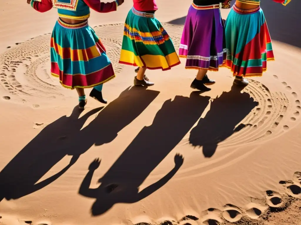 Danza tradicional de Kullawada: colores vibrantes y pasión Un grupo de bailarines Kullawada bolivianos vistiendo trajes tradicionales coloridos, ejecutando una danza al aire libre