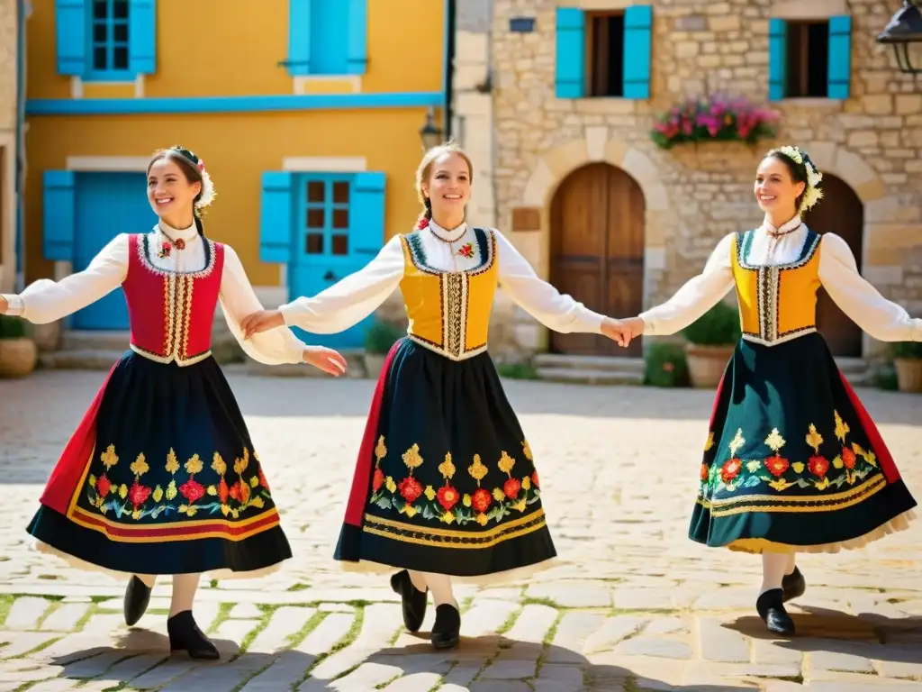 Grupo de bailarines bretones ejecutan la animada gavotte