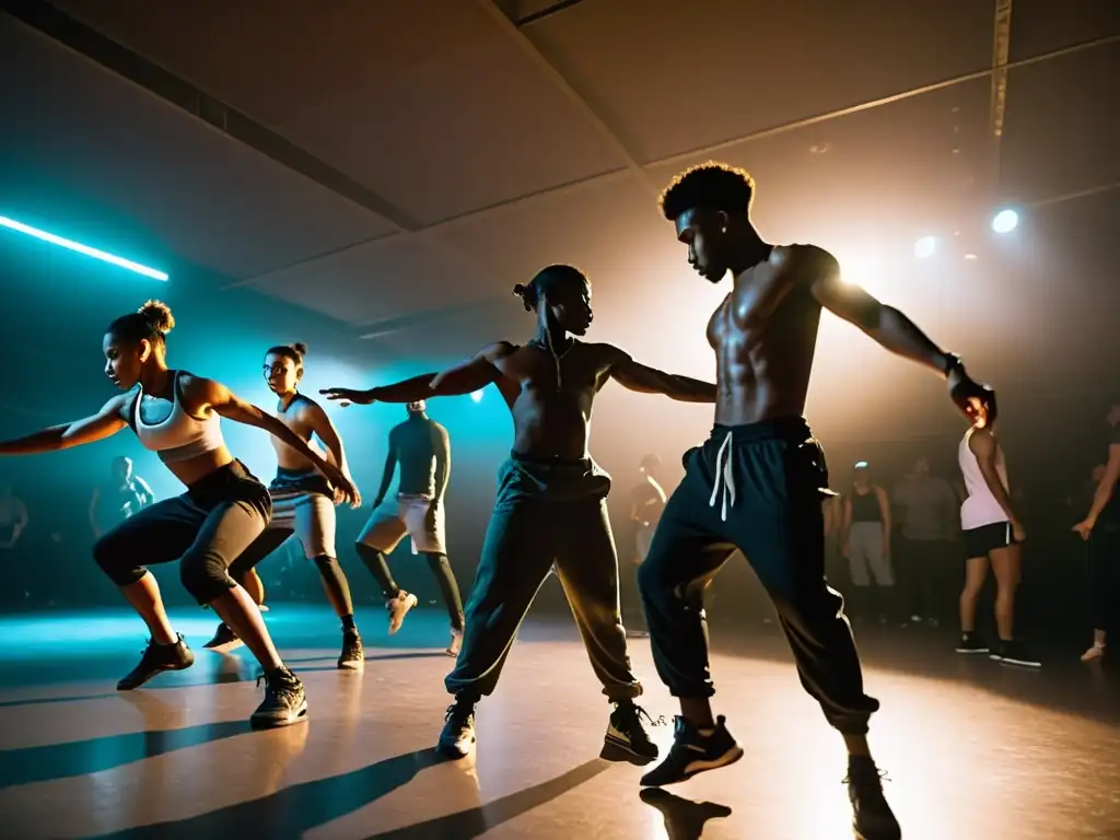 Un grupo de bailarines callejeros se prepara con intensidad para el Festival Juste Debout en un estudio de baile subterráneo