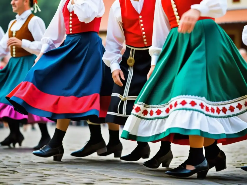 Un grupo de bailarines checos ejecuta la tradicional Polka en una plaza, destacando el significado cultural de la Polka checa