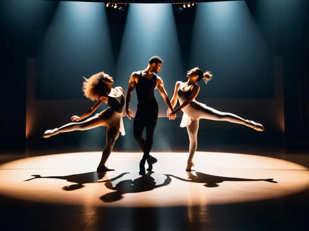 Grupo de bailarines contemporáneos deslumbrando en el Festival Internacional Danza Contemporánea Düsseldorf con su fuerza y flexibilidad