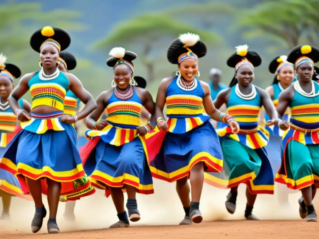 Un grupo de bailarines Ewe ejecuta la enérgica Danza Agahu en trajes tradicionales, transmitiendo la riqueza cultural de sus raíces Ewe