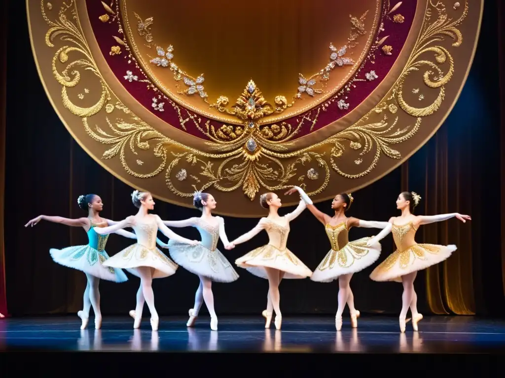 Grupo de bailarines en el escenario del Festival de Varna, deslumbrantes trajes y movimientos gráciles capturan la esencia de su significado cultural