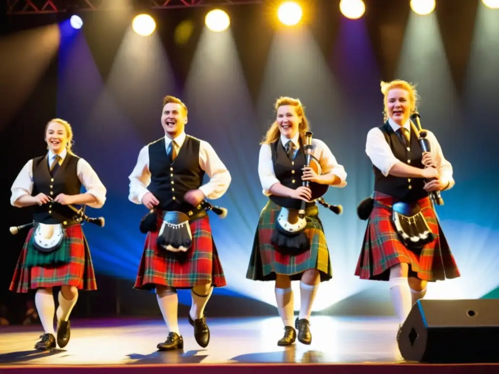 Grupo de bailarines escoceses en un festival de danza en Edimburgo, significado cultural y tradición en cada movimiento