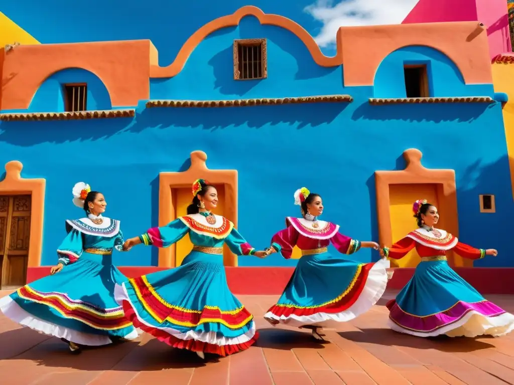 Grupo de bailarines folclóricos mexicanos en el Festival Internacional de Folklore Zacatecas, deslumbrando con el zapateado y trajes coloridos