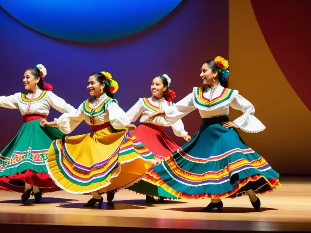 Grupo de bailarines folclóricos mexicanos realiza zapateado en escenario soleado, capturando la energía y significado cultural del zapateado en México