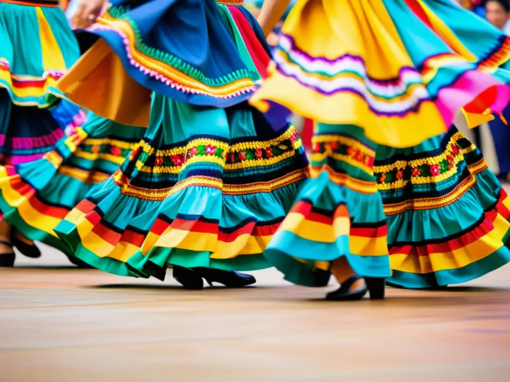 Grupo de bailarines folklóricos mexicanos en vibrante danza, mostrando la pasión y maestría de una masterclass de danzas folklóricas mexicanas