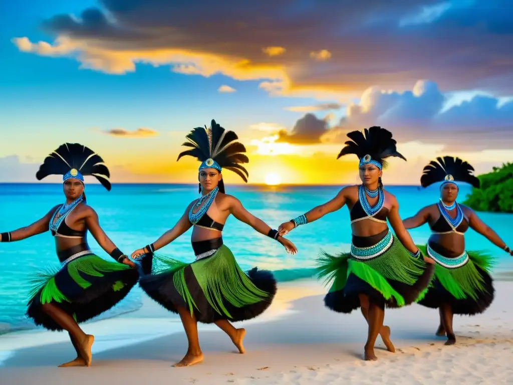 Grupo de bailarines de las Islas Torres danzando con trajes tradicionales vibrantes, expresando un profundo significado cultural