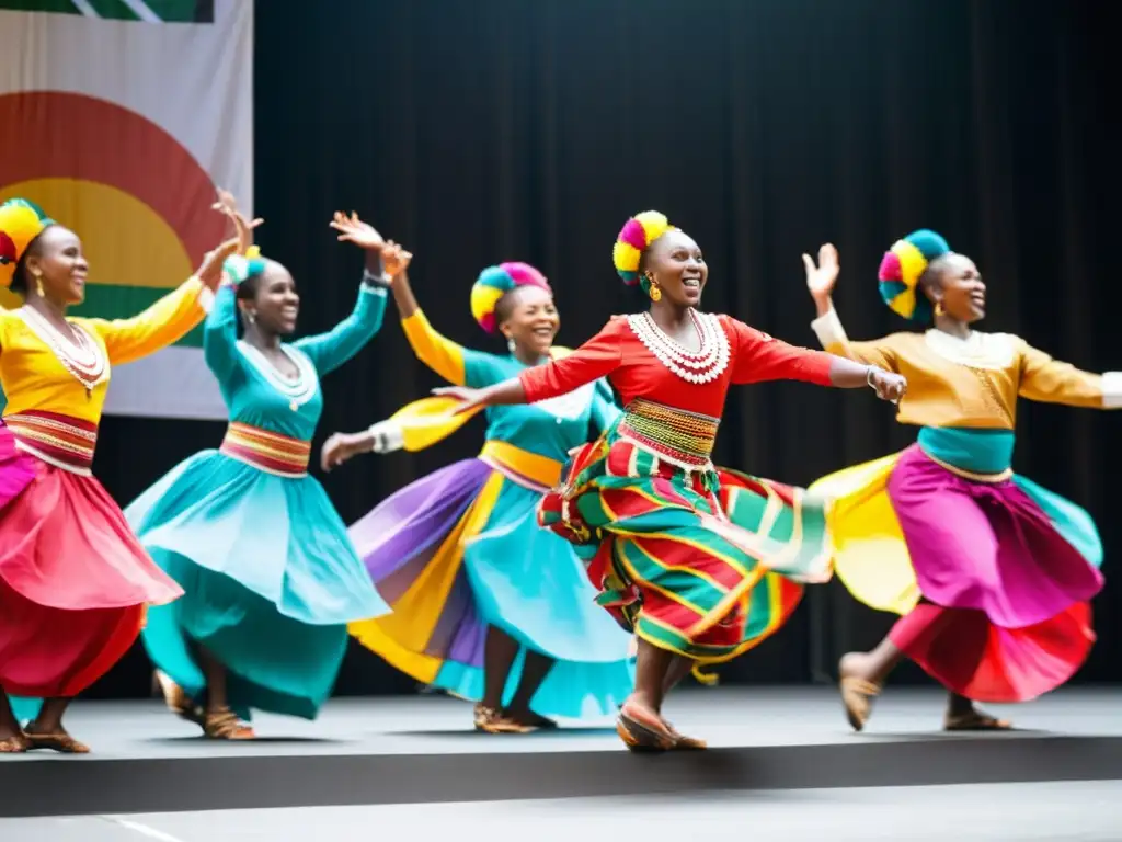 Grupo de bailarines kenianos en trajes tradicionales, celebrando el significado cultural festival danzas Kenia con danzas vibrantes y alegres