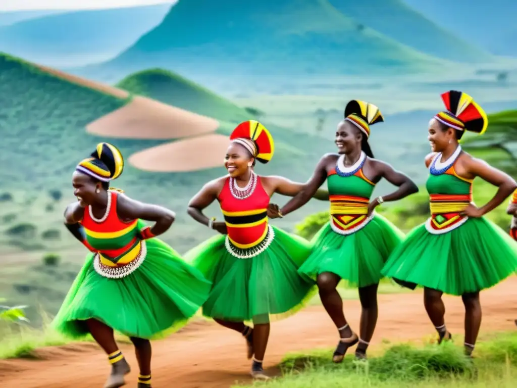 Danza Malipenga en Malawi: Tradición y color Grupo de bailarines Malawianos realizando la danza tradicional Malipenga, expresando significado cultural y alegría en Malawi
