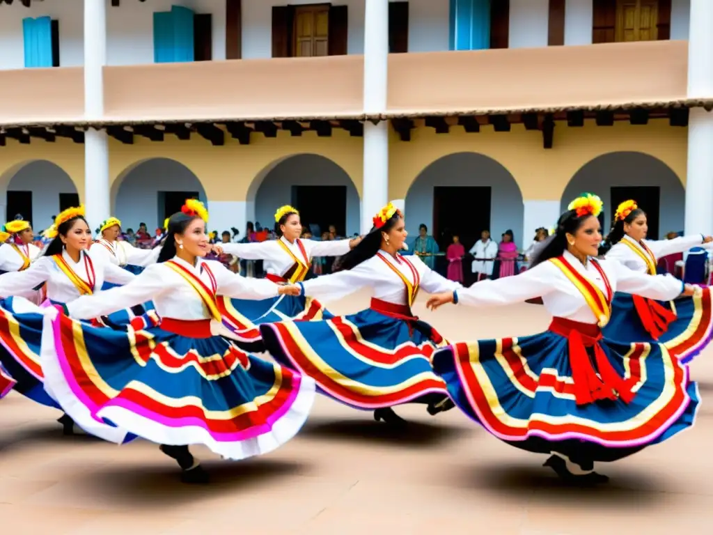 Grupo de bailarines en Trujillo danzando la Marinera, mostrando el significado cultural de la danza en Trujillo