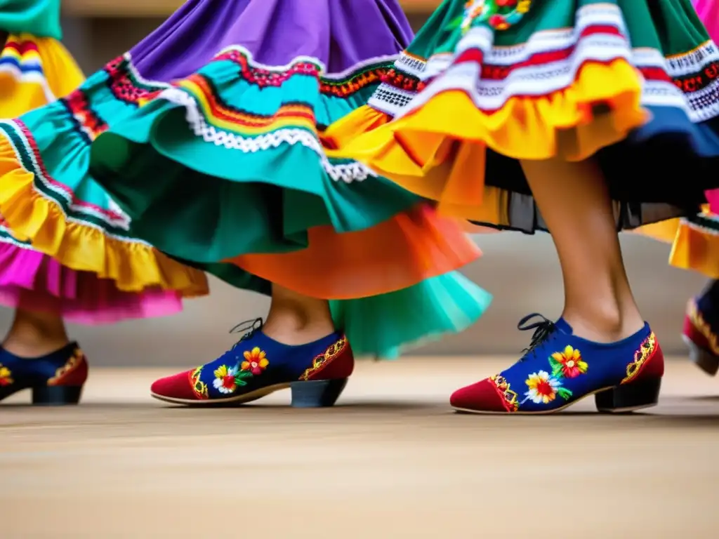 Grupo de bailarines mexicanos ejecutando el zapateado con pasión y energía