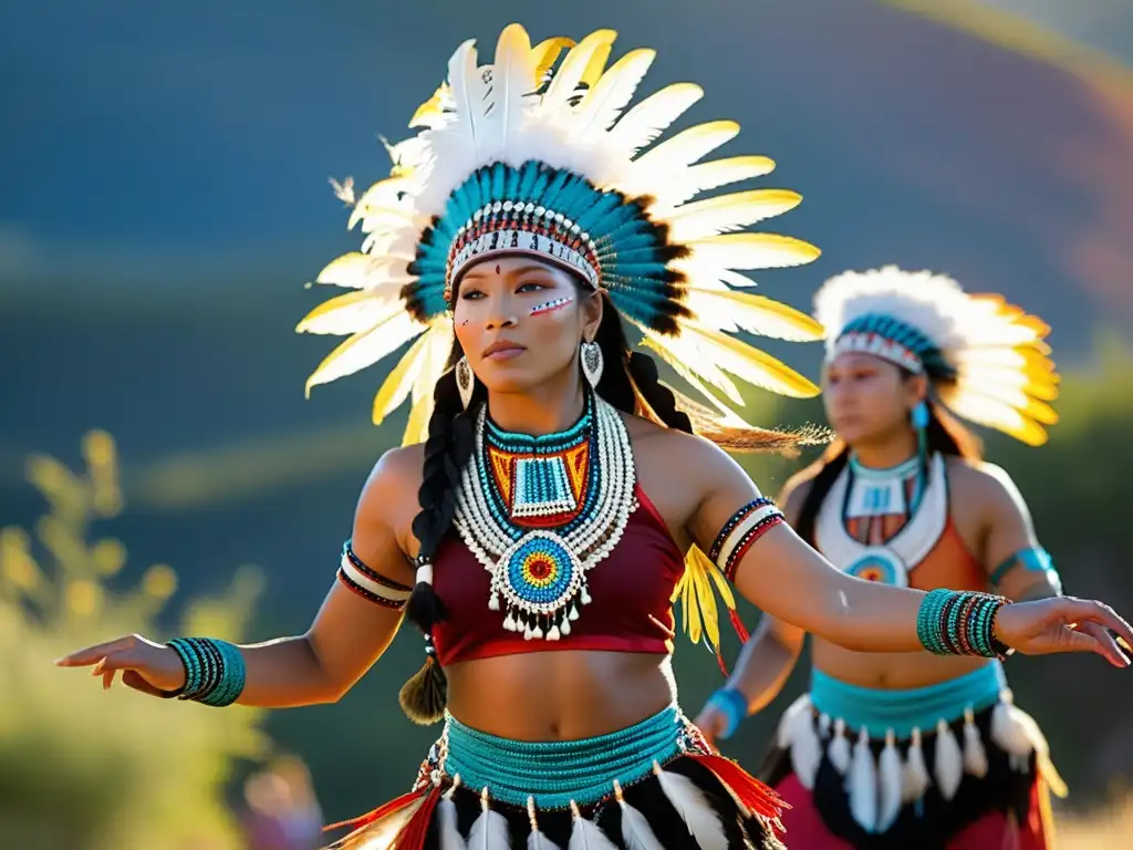 Grupo de bailarines nativos americanos en festivales de danza nativa americana, celebrando su herencia con gracia y orgullo cultural