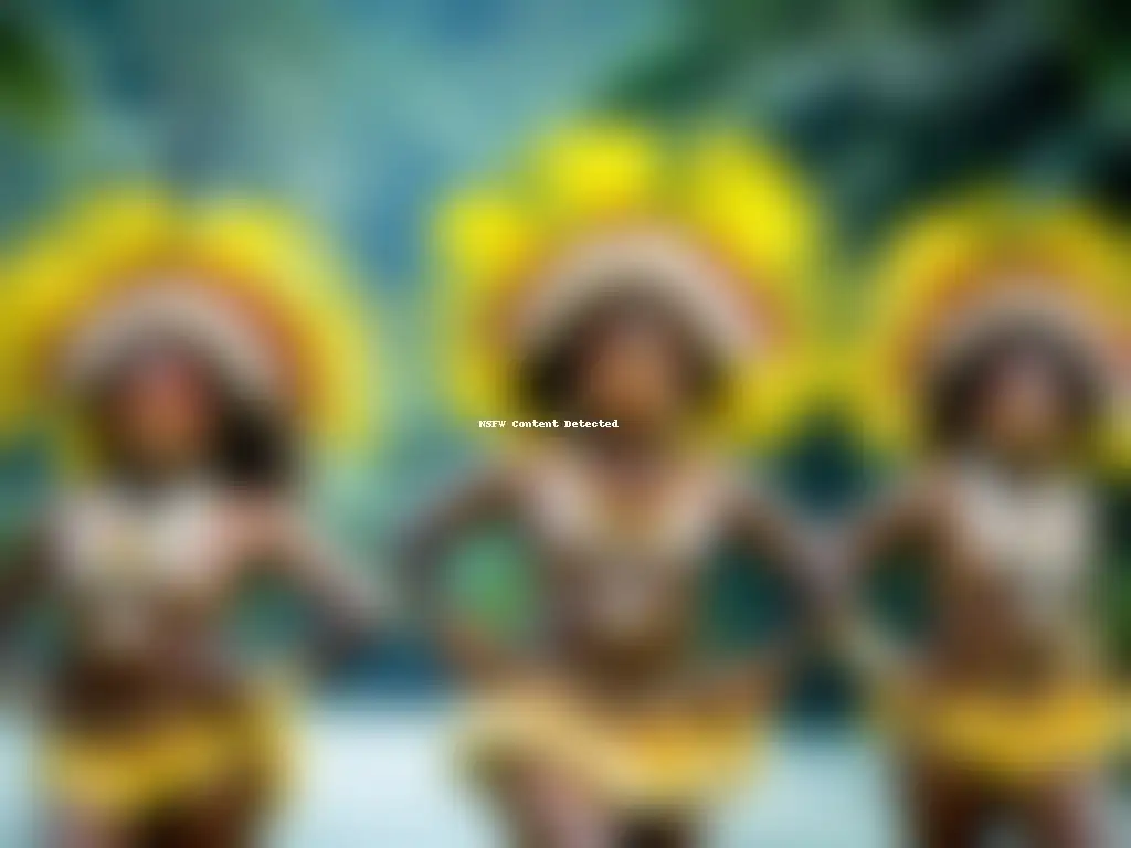 Grupo de bailarines Papua con plumas y joyas, danzando en la selva tropical