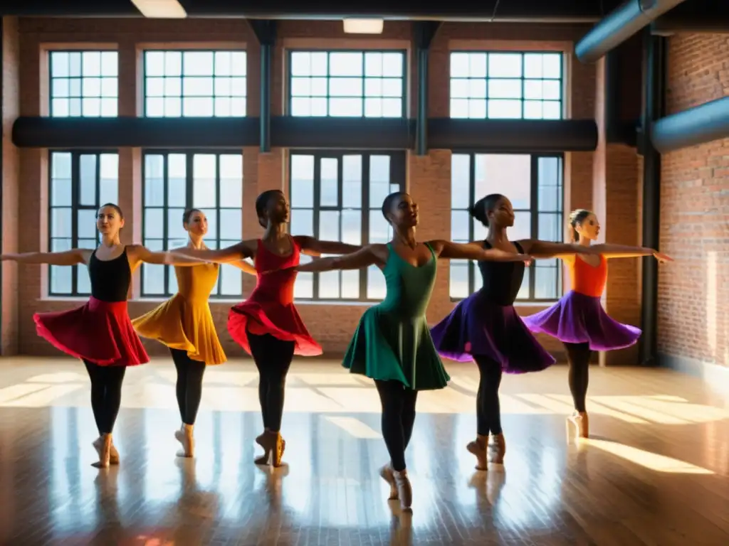 Un grupo de bailarines profesionales practica una rutina sincronizada y compleja, mostrando dedicación y disciplina