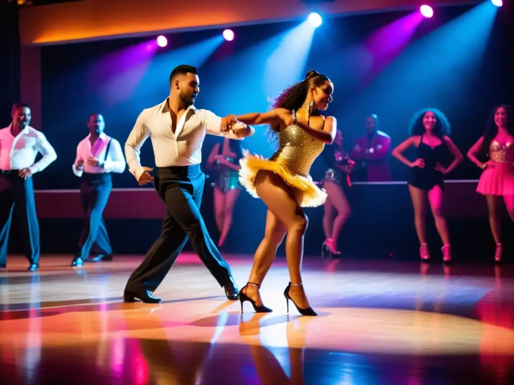 Un grupo de bailarines se mueven al ritmo de la bachata, expresando pasión y energía