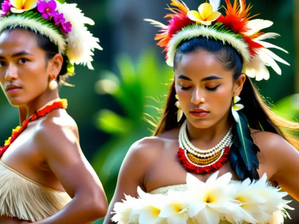 Grupo de bailarines tahitianos realizando la danza Tārava con pasión y gracia, capturando su significado cultural