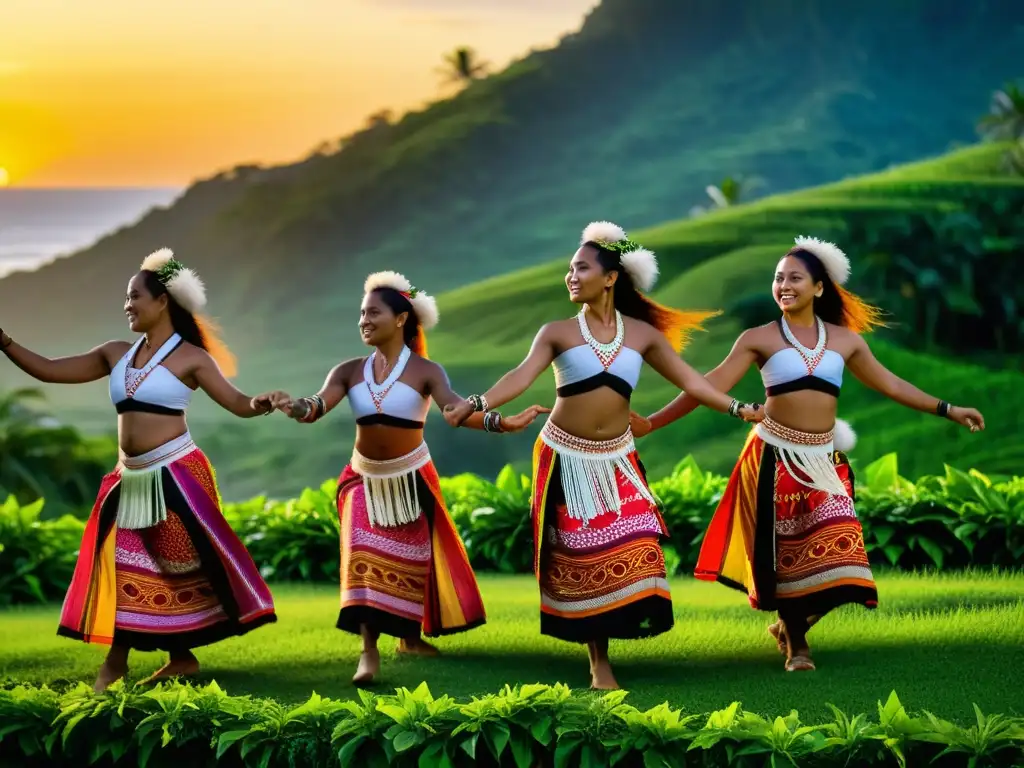 Grupo de bailarines tradicionales realiza una danza cultural en Walis y Futuna, exudando significado cultural de la danza