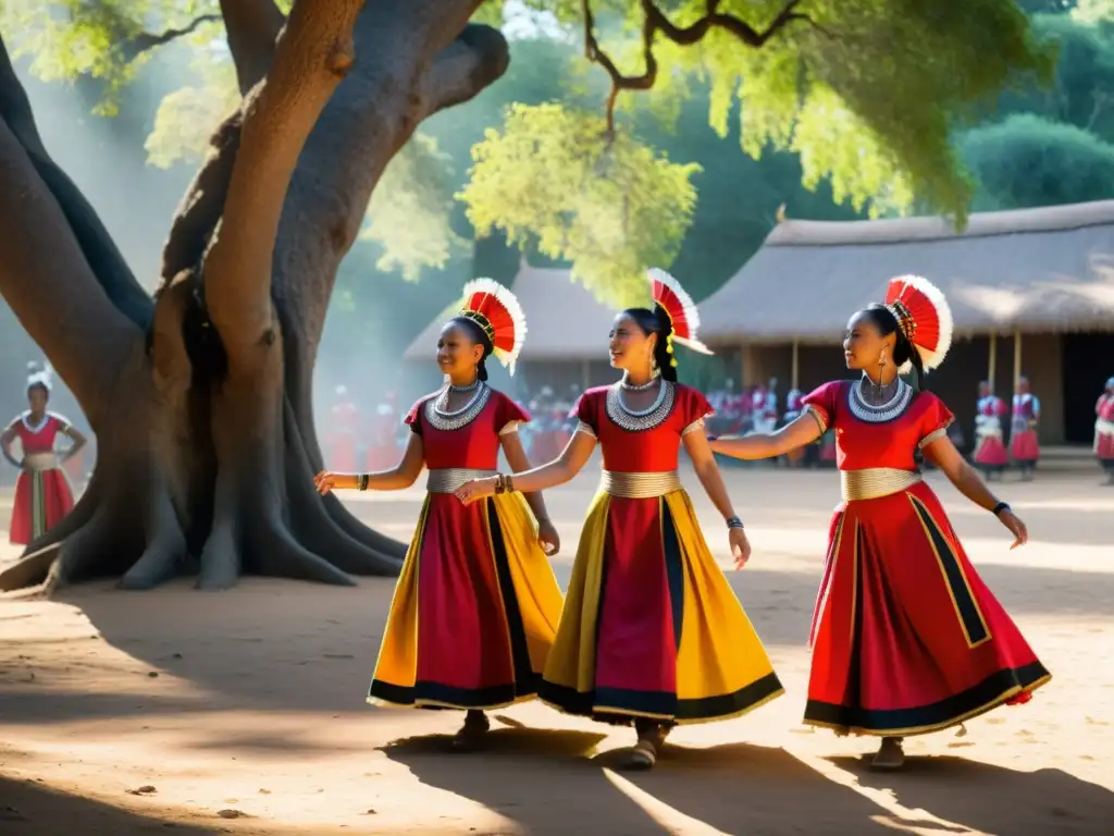 Grupo de bailarines tradicionales realizando danza ceremonial, preservación de movimientos ancestrales en danzas