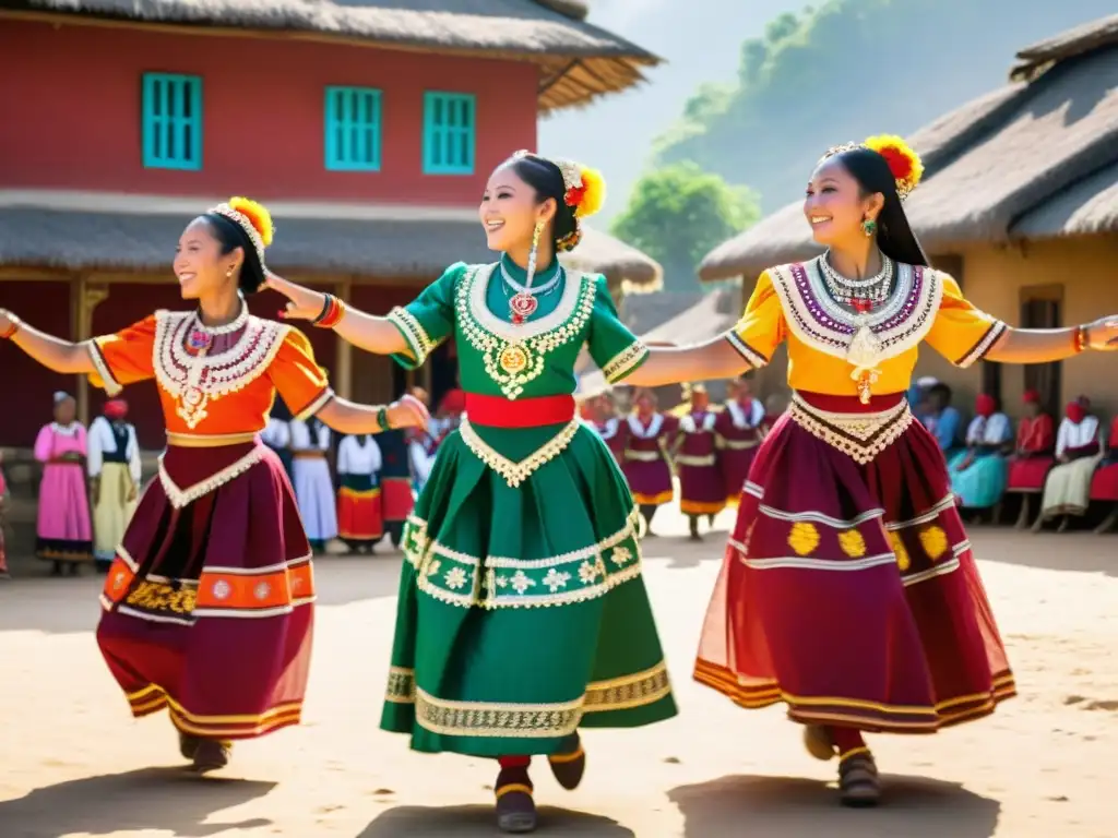 Grupo de bailarines tradicionales ejecutando una danza en una plaza soleada, destacando la importancia de la investigación en danzas tradicionales