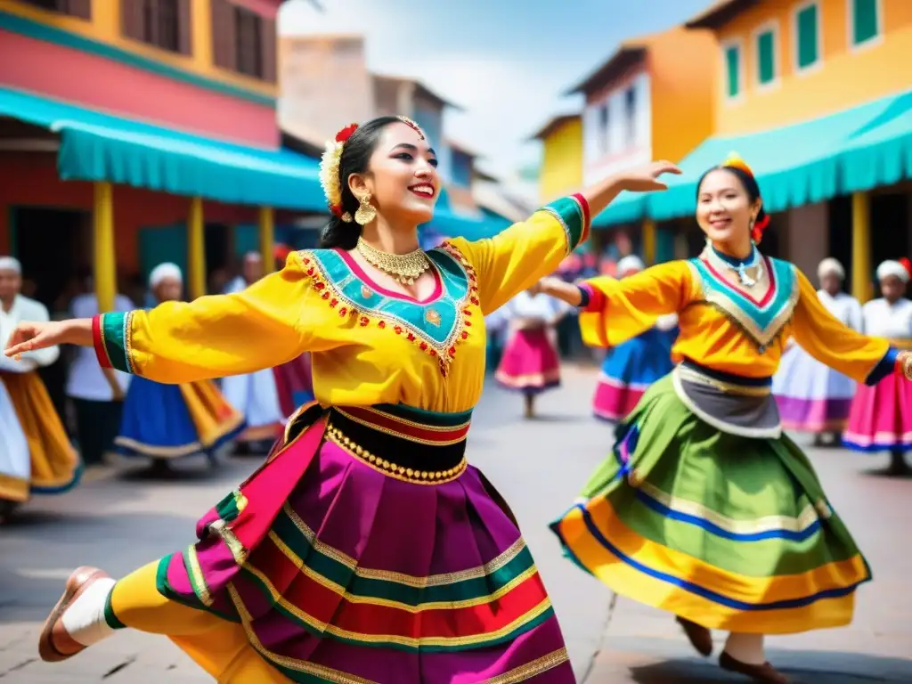 Grupo de bailarines tradicionales en un festival vibrante