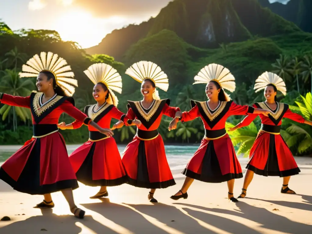 Grupo de bailarines tradicionales to Tonga realizando la poderosa danza Kailao, con significado espiritual en Tonga